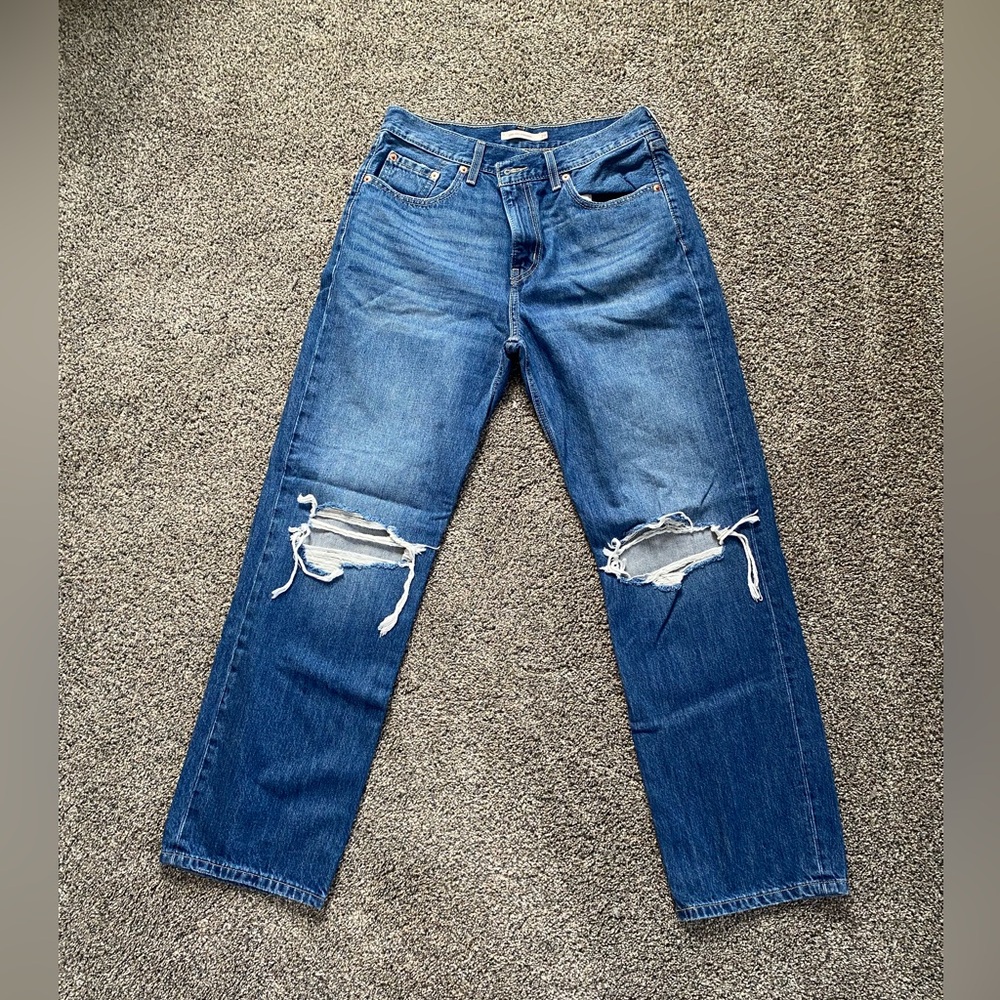 Levi’s low pro straight distressed jeans